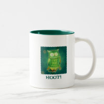 Green Owl 2-Tone Mug(right handle)