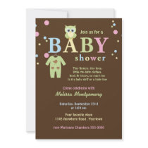 Green Owl and Baby Creeper Shower Invite invitations