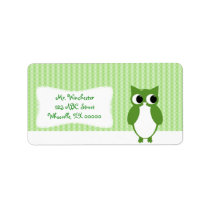 Green Owl Argle Stripes Address Label
