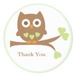 Green Owl Baby Shower Envelope Seals Sticker