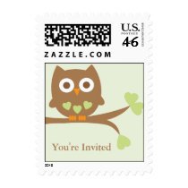 Green Owl Baby Shower Postage