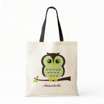 Green Owl Tote Bag
