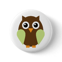 Green Owl Button