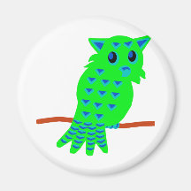 Green Owl Fridge Magnets