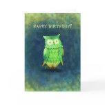 Búho verde de Tarjetas de Felicitación (personaliz tarjetas by ATELIER302 Búho verde de Tarjetas de Felicitación (personaliz tarjetas