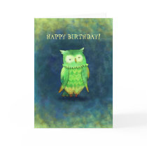 Green Owl Greeting Card(customizable)