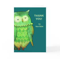 Green Owl Greeting Card(customizable)