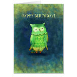 Green Owl Greeting Card(customizable)