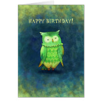 Green Owl Greeting Card(customizable) cards