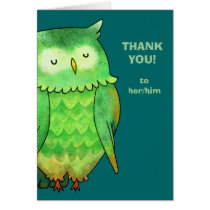 Green Owl Greeting Card(customizable) cards