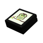 Green Owl Illustration Jewelry Box