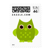 Green Owl Postage Stamp
