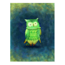 Green Owl Postcard postcards
