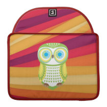 Green Owl Red Orange Background MacBook Sleeve Macbook Pro Sleeve