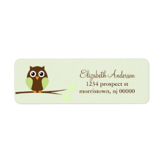 Green Owl Return Address Labels label