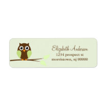 Green Owl Return Address Labels
