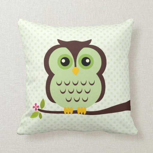 Green Owl Throw Pillow Zazzle