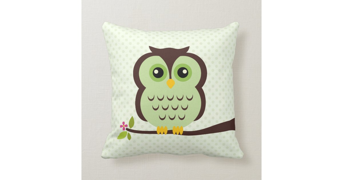 Green Owl Throw Pillow Zazzle