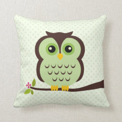 Green Owl Throw Pillow