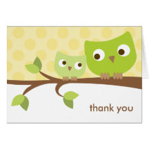 Green Owls Note Card
