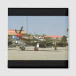 Green P51 Mustang, Left Side_WWII Planes 2 Inch Square Magnet