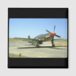 Green P51 Mustang Taxiing_WWII Planes 2 Inch Square Magnet