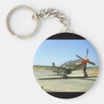 Green P51 Mustang Taxiing_WWII Planes Basic Round Button Keychain