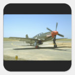 Green P51 Mustang Taxiing_WWII Planes Square Sticker