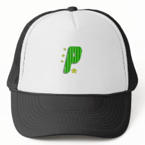 green P monogram hats
