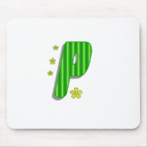 green P monogram mousepads