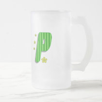 green P monogram mugs