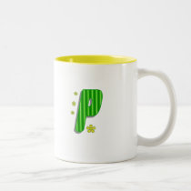 green P monogram mugs