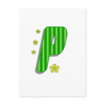 green P monogram postcards