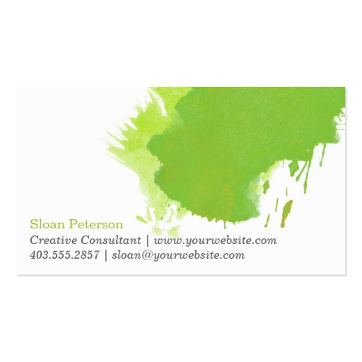 Green Paint Smudge Business Card (front side)