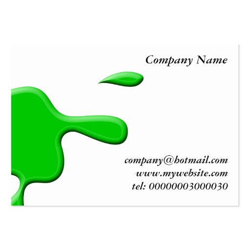 Green Paint Splodge Business Card Templates (front side)