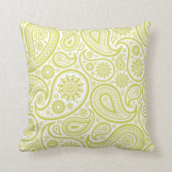 Green Paisley Floral Pattern Pillow