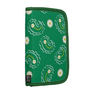 Green paisley pattern folio planners