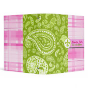 Green Paisley & Pink Plaid Binder binder