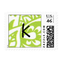 green paisley small stamp initial