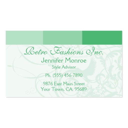Green Palette Urban Style Personal Business Cards (front side)