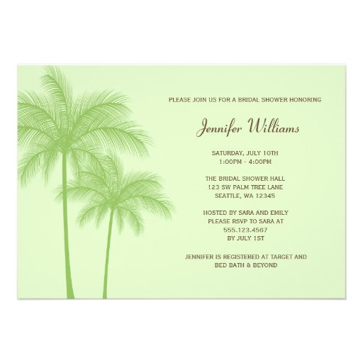 Green Palm Tree Bridal Shower Invitation