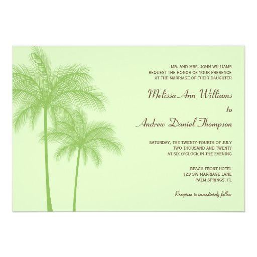 Green Palm Tree Tropical Wedding Invitations