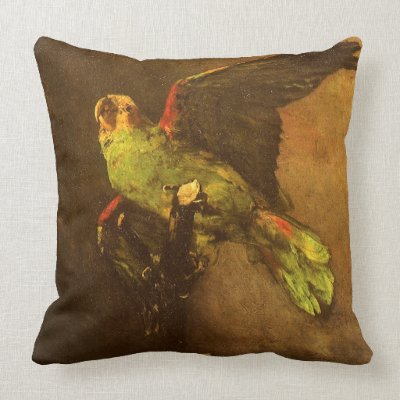 Green Parrot by Vincent van Gogh Throw Pillows Mojo_throwpillow Green Parrot by Vincent van Gogh Throw Pillows Mojo_throwpillow