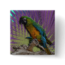 Green Parrot & Palms button