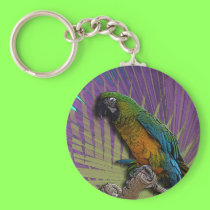 Green Parrot & Palms keychain keychains