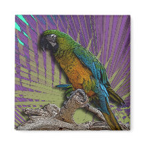 Green Parrot & Palms magnet by odd_eyed Green Parrot & Palms magnet