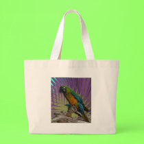 Green Parrot & Palms tote bag bags