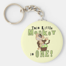 Green Party Monkey 1st Birthday Tshirts and Gifts Key Chains