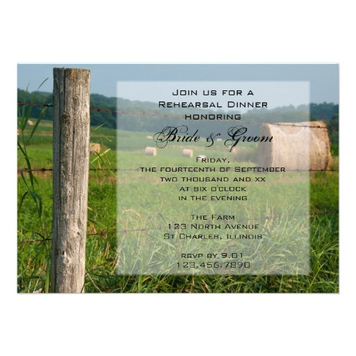 Green Pastures Country Rehearsal Dinner Invitation