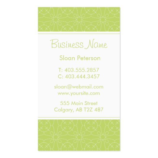 Green Pattern Business Card (back side)